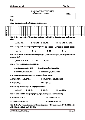 Đề kiểm tra 1 tiết (số 2) điểm môn Hóa 11 (cơ bản)